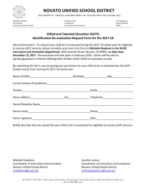Fillable Online GiftedandTalentedEducation(GATE) Fax Email Print ...