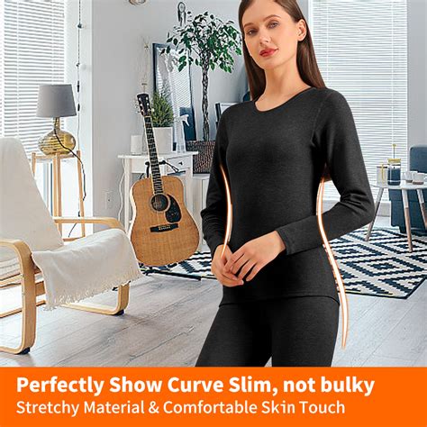 Htwon Women Thermal Underwear 100% Cotton Long Johns Top & Bottom Set ...