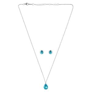 University Trendz Silver-Plated Blue Crystal Tear Drop Necklace ...