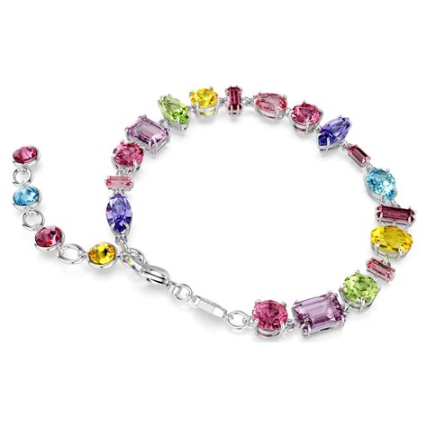 Gema bracelet, Mixed cuts, Multicoloured, Rhodium plated | Swarovski