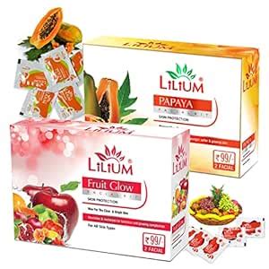 Lilium Papaya & Fruit Facial Kit Pack of 2 For Fairer Complexion ...