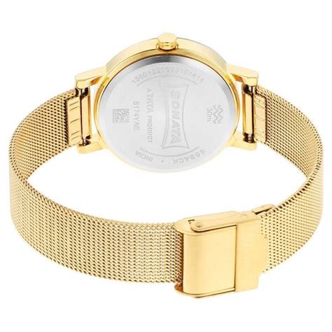 Buy Online Sonata Quartz Analog Rose Gold Stainless Steel Strap for ...