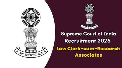 Supreme Court Of India Recruitment 2025 | Apply Online For Law Clerk-cum-Research Associate ...