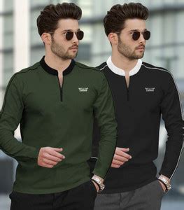 TRIPR Solid Men Mandarin Collar Multicolor T-Shirt - Buy TRIPR Solid ...