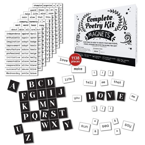 Buy Simply Magic 1138 PCS Complete Poetry Magnets Kit, Word Magnets for ...