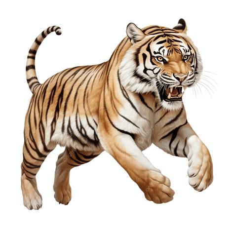 A Tiger Clip Art Leaping Joyfully Captured Mid Jump, Tiger Clipart ...