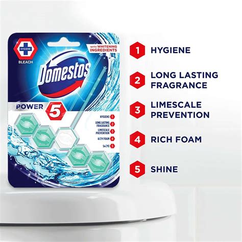 Buy DOMESTOS POWER 5 TOILET RIM BLOCK CHLORINE LIMESCALE REMOVAL WITH ...