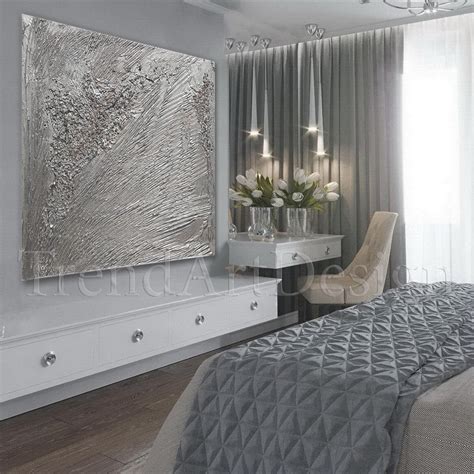 Silver Grey Wall Art, Silver Art Original Painting, Silver Wall Decor, Large Wall Art, Texture ...