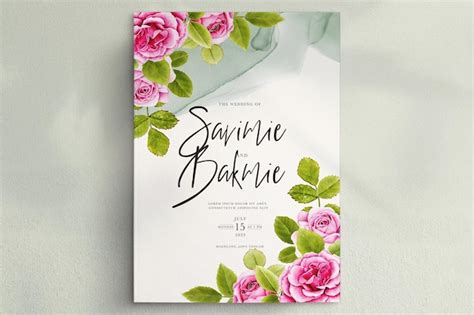 Beautiful hand watercolor roses card design | Free PSD