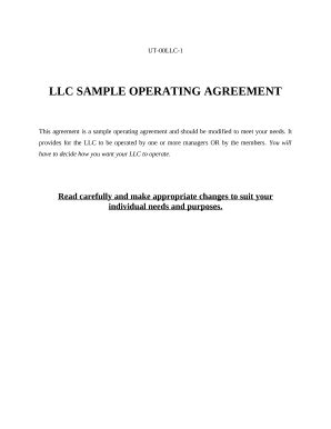 Limited Liability Company LLC Operating Agreement - Utah Doc Template ...