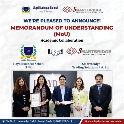 LLOYD BUSINESS SCHOOL AND SMARTBRIDGE TRADING SOLUTIONS PVT LTD SIGN ...