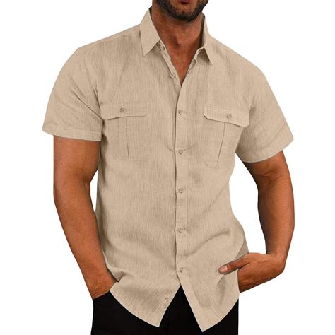 Mens Button Down Short Sleeve Shirt Casual Shirts Summer Beach Textured ...