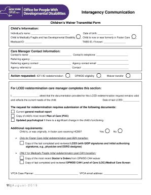 2021-2025 Form NY OPWDD DDRO Manual for Children's Waiver Fill Online ...