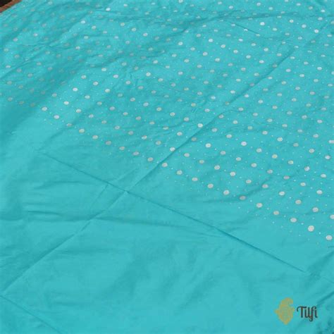 Peacock Blue Pure Katan Silk Dupatta & Ferozi Blue Pure Katan Silk Fab ...
