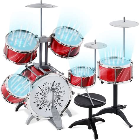 Best Choice 18-Piece Kids Beginner Drum Kit w/ LED Lights, Drumsticks ...