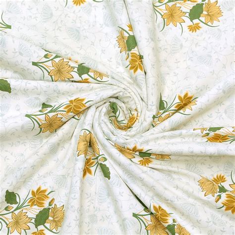 Brown and Yellow Floral Motif Print Cotton King Size Bedsheet – PSL JAIPUR