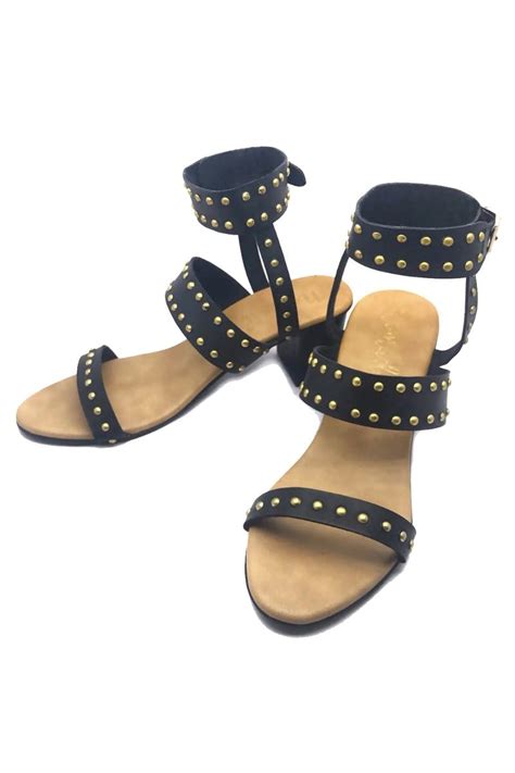 Get Black Sandals with Gold Studs at ₹ 1900 | LBB Shop