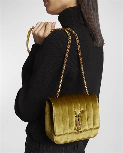 Saint Laurent Vicky Small YSL Crossbody Bag in Quilted Velvet | Neiman ...