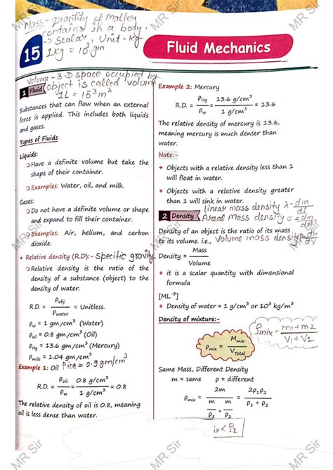 Fluid Mechanics - Revision Notes (MR) - Studocu