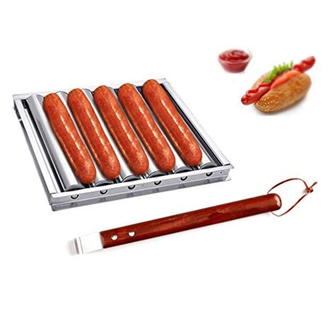 i Kito Charcoal Stainless Steel Hot Dog Sausage Roller Rack Steamer ...