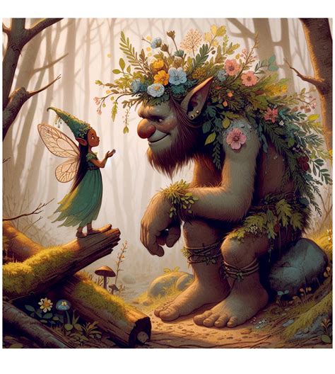 Fairy Princess and Troll Digital Illustration Fairy Forest Creature JPG ...
