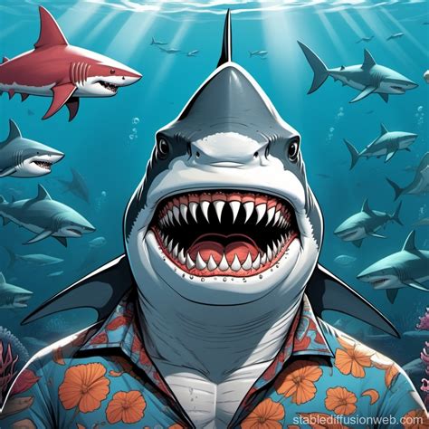 Shark-Human Hybrid Creature | Stable Diffusion Online