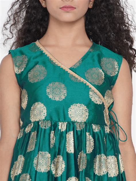 Shop Bitiya By Bhama Green Self Design Kurta With Palazzo Online
