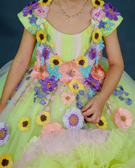 Kids Light Green and Pink Floral Theme Gown Online | Kids Floral Dress ...