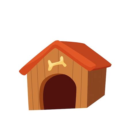 Maison de chien en bois mignon Illustration de dessin animé de vecteur ...