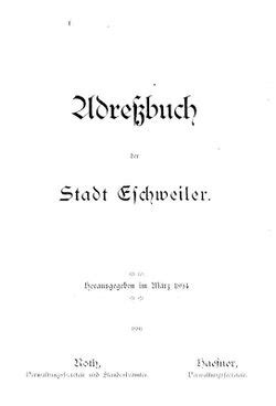 Eschweiler (Kreis Aachen)/Adressbuch 1894 – GenWiki