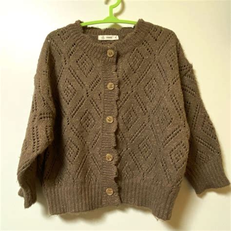 韓国子供服 編みニットカーディガン100