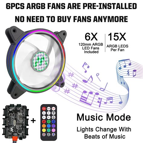 Buy MUSETEX ATX Pc Case, Mid-Tower Computer Gaming Case with 6 Pcs ARGB ...