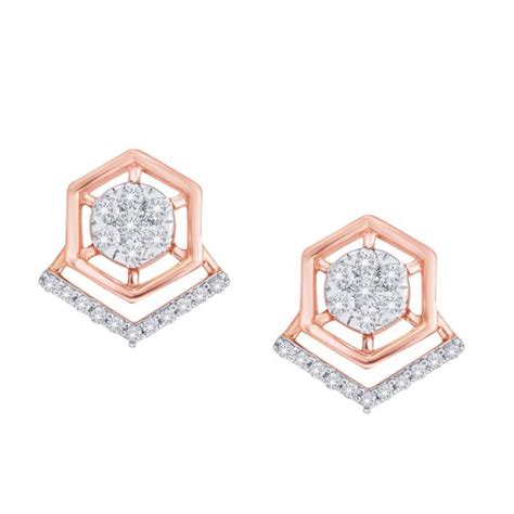 Buy Geometric 14KT Rose Gold Earrings OER22066-D900X0C Online at ORRA.