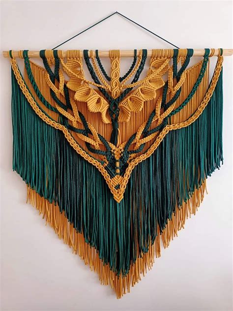 Macrame Wall Hanging with Fringes and Beads
