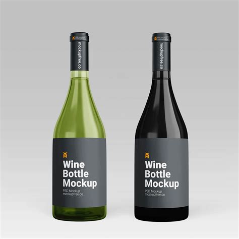Free Wine Bottle Mockups set - Free Package Mockups
