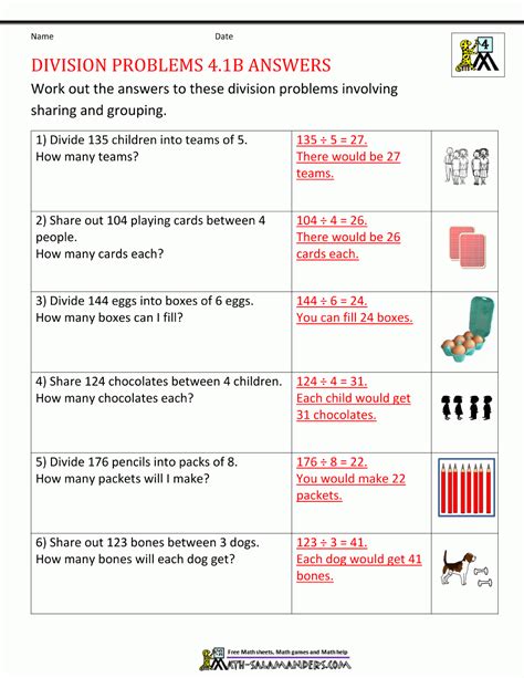 Image result for Division Worksheets Grade 4 Word Problems