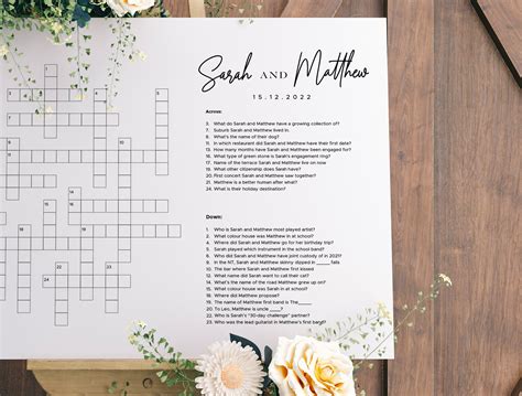 Custom Wedding Crossword Puzzle Template, Personalized Bridal Shower ...