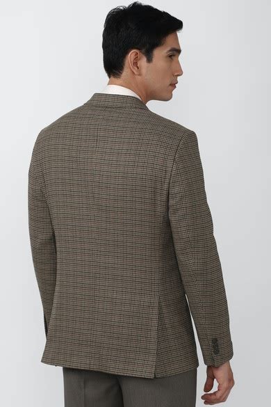 Buy Men Brown Check Slim Fit Wedding Blazer Online - 742254 | Peter England
