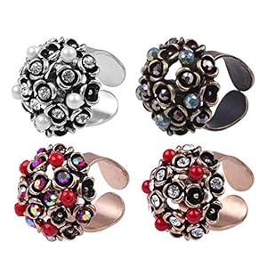 Buy Pinfect Vintage Women Flower Ball Open Knuckle Finger Rings Jewelry ...