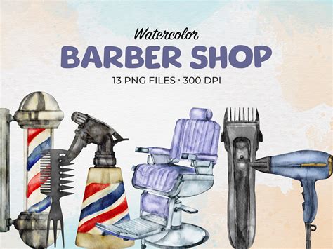 Watercolor Barber Shop Clip Art Graphic by Baddesigner · Creative Fabrica