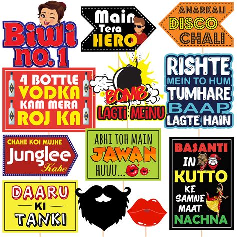 Zyozique Bollywood Funny Photo Booth Props - 12 pc Photobooth Kit ...