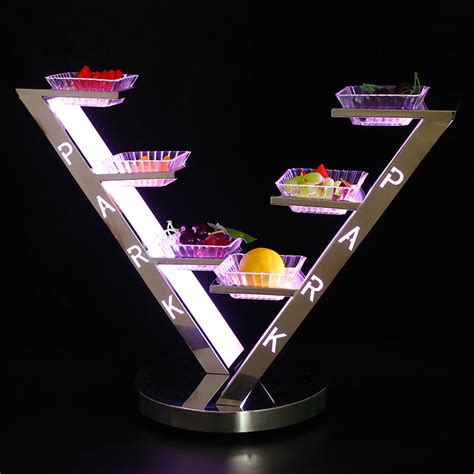 佐尚酒吧KTV发光果盘小吃盘创意零食小吃碟LED充电不锈钢水果拼盘-阿里巴巴