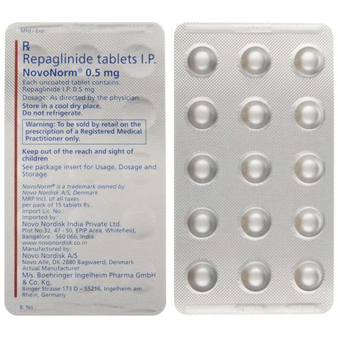 Novonorm 0.5 mg - Strip of 15 Tablets : Amazon.in: Health & Personal Care