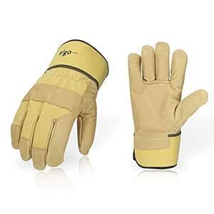 Vgo 1-Pair Unlined Safety Pigskin Leather Work Gloves Men, Construction ...