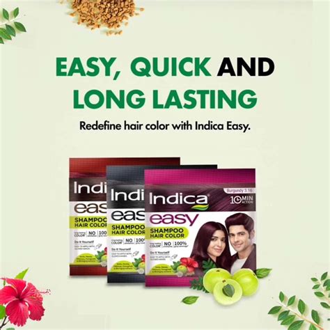 Buy INDICA EASY DO-IT-YOURSELF 10 MINUTES HAIR COLOR SHAMPOO,12.5G + 12 ...