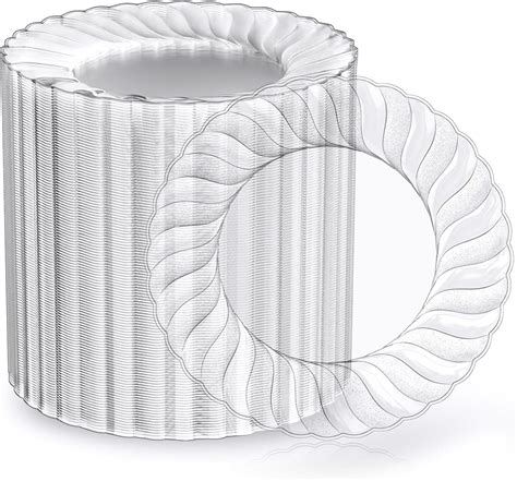 Amazon.com: FOCUSLINE 100 Count 6 Inch Clear Plastic Plates, Disposable ...