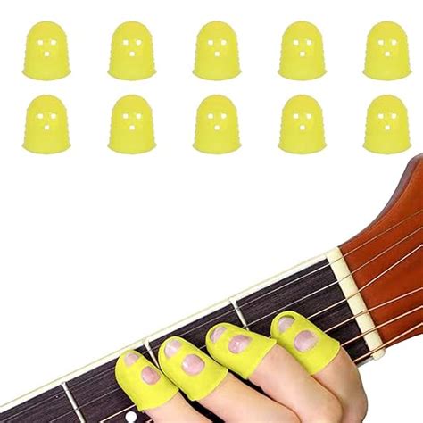 PATPAT® 10Pcs Yellow Silicone Guitar Finger Protectors, 20mm Anti-Slip ...