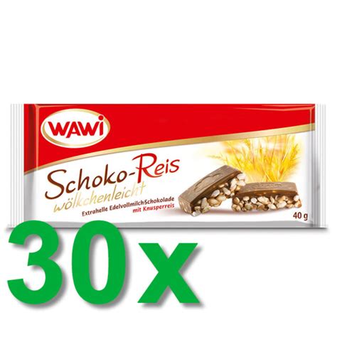 WAWI Schoko-Reis Edelvollmilch-Schokolade 30x 40g – zoells.shop ...