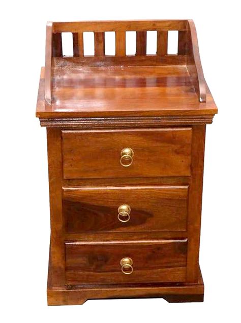 wiprowood Solid Sheesham Wood Bedside End Table with 3 Drawer Storage ...