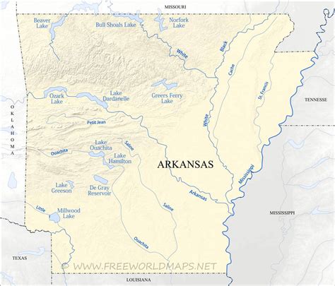 Arkansas river physical map